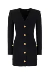 Balmain Women's Long Sleeve Buttoned Tailored Mini Dress In Noir