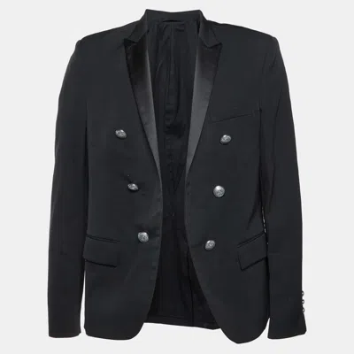 Pre-owned Balmain Black Wool Open Front Blazer Xl