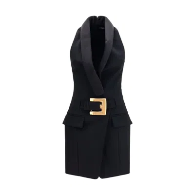 Balmain Black Wool Oves Aries Casual Dress
