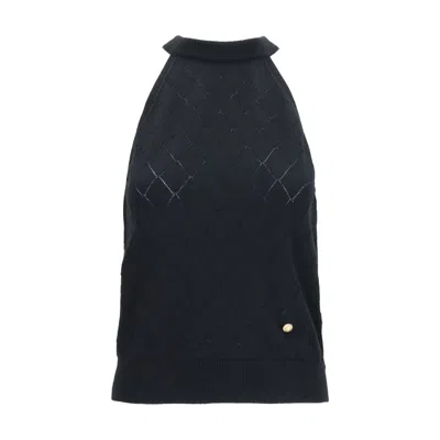 Balmain Black Wool Oves Aries Sleeveles T-shirt