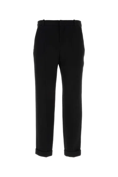 Balmain Black Wool Pant In Opa