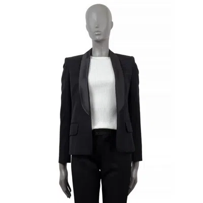 Pre-owned Balmain Black Wool Satin Lapel Open Tuxedo Blazer Jacket 36 Xs