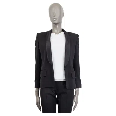 Pre-owned Balmain Black Wool Satin Lapel Open Tuxedo Blazer Jacket 38 S