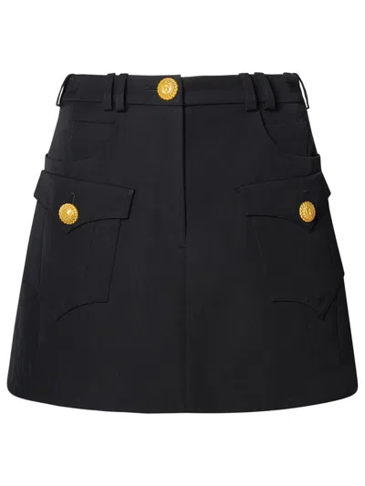 Balmain Black Wool Skirt