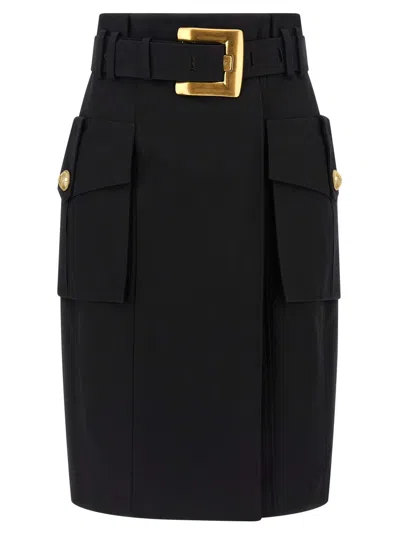 BALMAIN BLACK WRAP SKIRT
