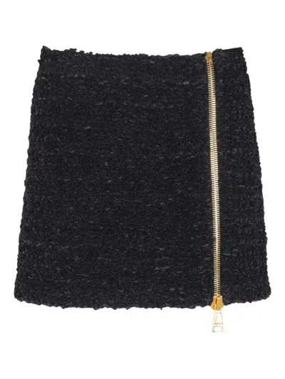 BALMAIN BLACK ZIPPED SKIRT