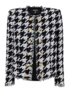 Balmain Blackwhite All-over Check Blazer In Black