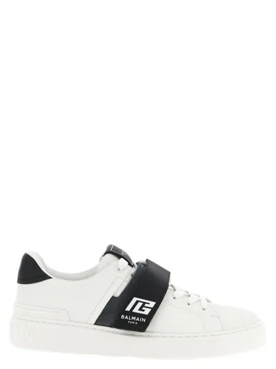 Balmain Calfskin Leather Sneakers In White