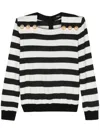Balmain Striped Jersey Top Women In Black