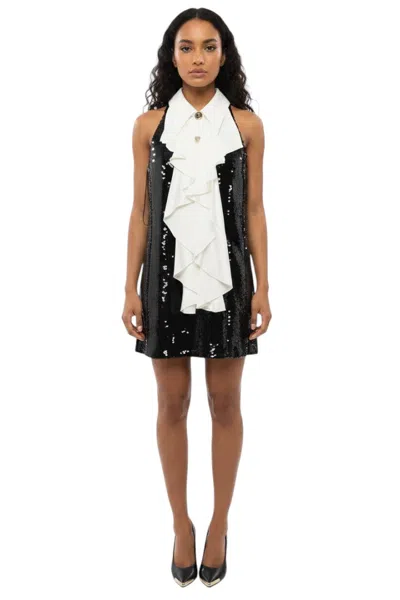 Balmain Blackwhite Embellished Mini Dress