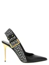 Balmain 95mm Signature Pb Monogram Slingback Heeled Pumps In Multi