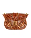 Balmain Blaze Bag In Crocodile-print Leather In Brown