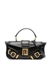 BALMAIN BLAZE BLACK CLUTCH BAG WITH PB LOGO AND BUCKLES IN SMOOTH LEATHER WOMAN