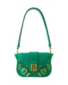 Balmain Blaze Croc-effect Leather Shoulder Bag In Green