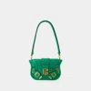 Balmain Blaze Croc-effect Leather Shoulder Bag In Green