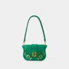 Balmain Blaze Croc-effect Leather Shoulder Bag In Green