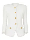 Balmain White Structured Blazer With Buttons And Pockets In White