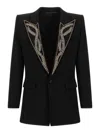 Balmain Leaf Design Embroidered Blazer In Black