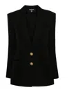 Balmain Logo Button Double-breasted Blazer In Black