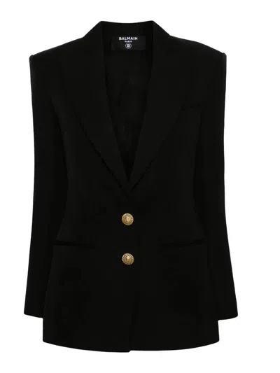 Balmain Blazer Aderente In Vita  2 Bottoni In Black