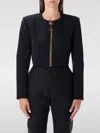 Balmain Cropped Zipped Jacket Featuring Structured Shoulders In Black