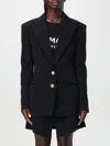 Balmain Logo Button Double-breasted Blazer In Black