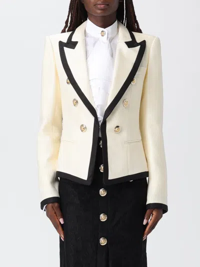 BALMAIN BLAZER BALMAIN WOMAN COLOR ECRU,H33816029