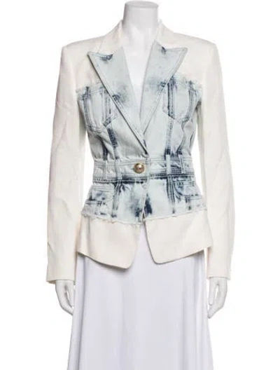 Pre-owned Balmain Blazer In Blue/white