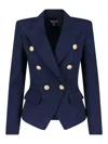 Balmain Double Breasted Jacket In Blue