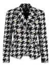 Balmain Houndstooth-pattern Fringed Blazer