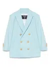 Balmain Double-breasted Blazer In Light Blue