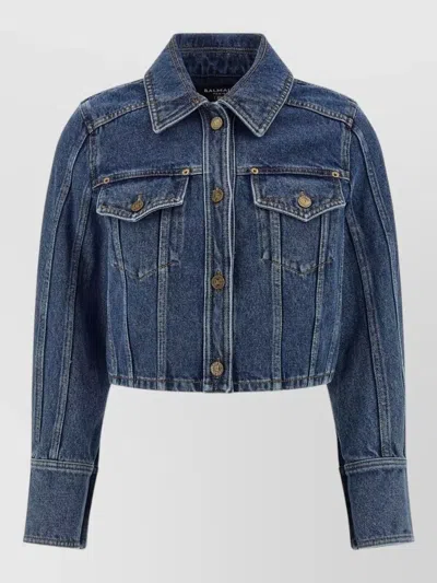 BALMAIN DENIM CROPPED JACKET