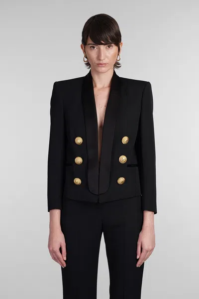 Balmain Blazer In Black Wool