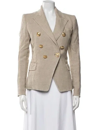 Pre-owned Balmain Blazer Linen Blazer In Neutrals