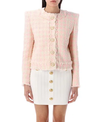 Balmain Blazer In Rose/beige