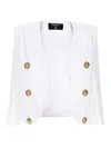 Balmain Double-breasted Spencer Jacket Gold Buttons In Blanco