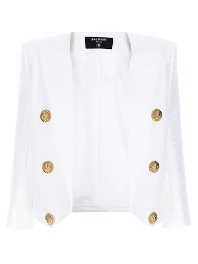 Balmain Buttoned Cropped Blazer In White