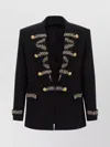 Balmain Blazer With Leaf Embroidery And Gold Buttons In Black