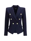 Balmain Structured Double-breasted Blazer Peak Lapels In Blue
