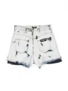 Balmain Bleached Denim Mini Shorts In Blue
