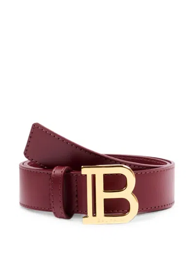 Balmain Kids' B-logo Leather Belt In Black