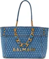 Balmain Blue 1945 Soft Diamond-quilted Denim Tote In 6ff Bleu Jean