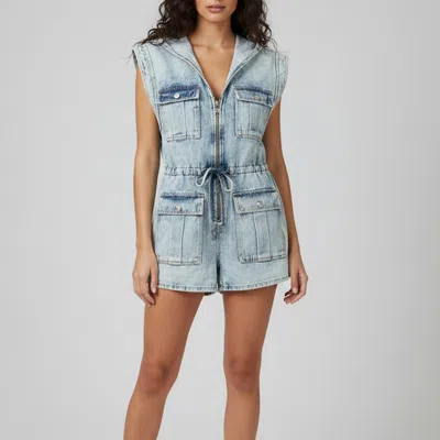 Pre-owned Balmain Blue Acid Wash Denim Hooded Vest M