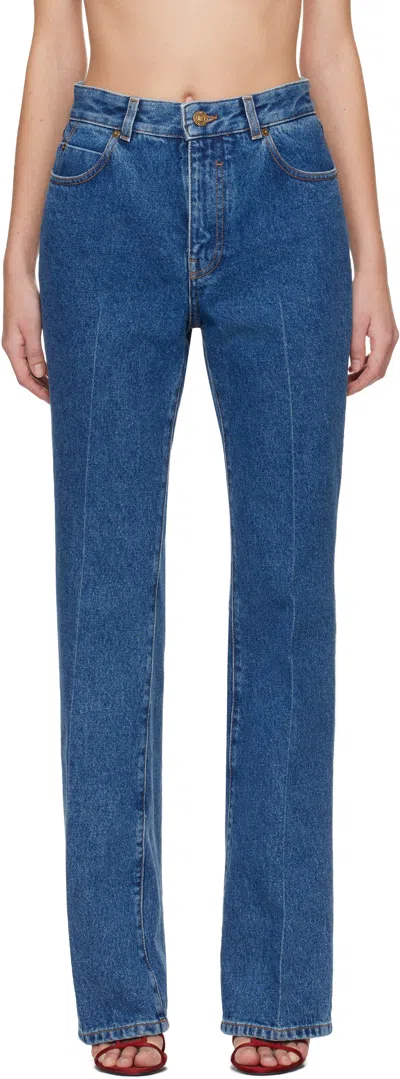 Balmain Blue Straight-leg Jeans In Brown