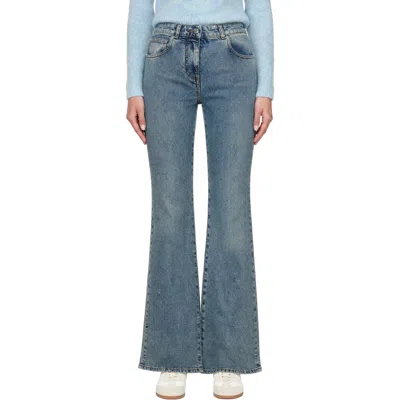 Balmain Blue Bootcut Faded Denim Jeans In B34 - Blue - Bleu Cl