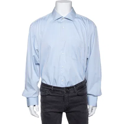 Balmain Blue Cotton Button Front Shirt 3xl