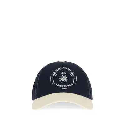 Balmain Blue Cotton Cap (baseball Hat)