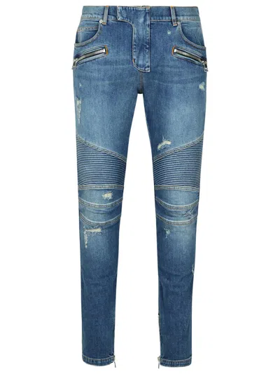 Balmain Blue Cotton Denim Jeans