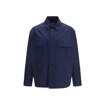 Balmain Blue Cotton Shell Jacket