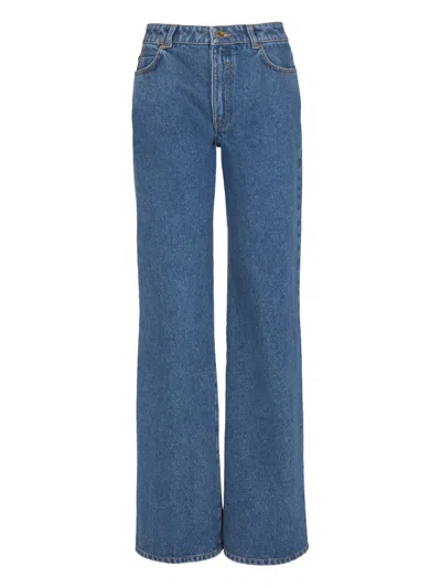Balmain Blue Cotton Straight Leg Jeans